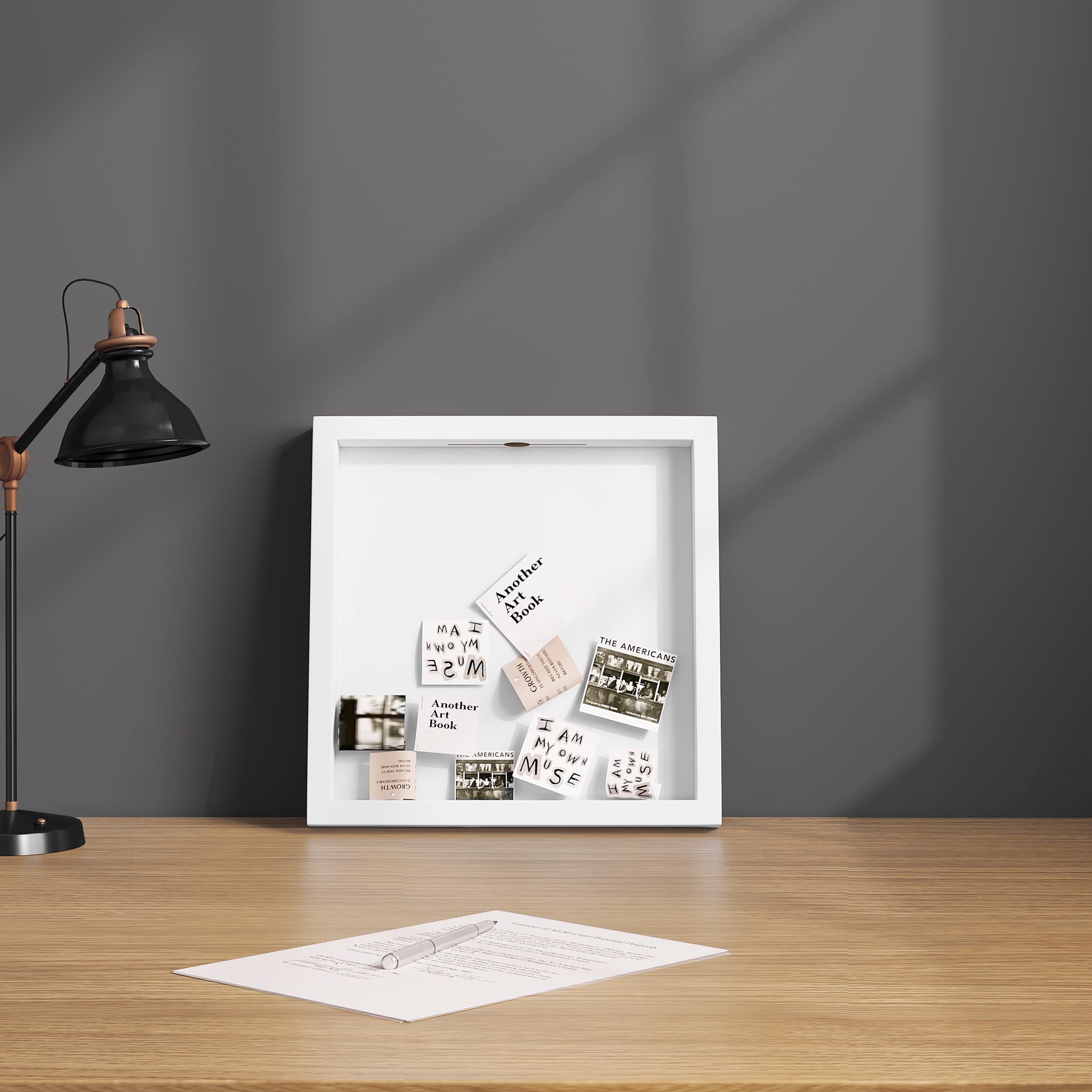 EUGAD Juego de 3 3D Marcos de Fotos Marcos con Profundidad 30x30cm, Marco de Objeto con Profundidad 3cm, Madera Marco para Colgar en la Pared o Escritorio, Blanco