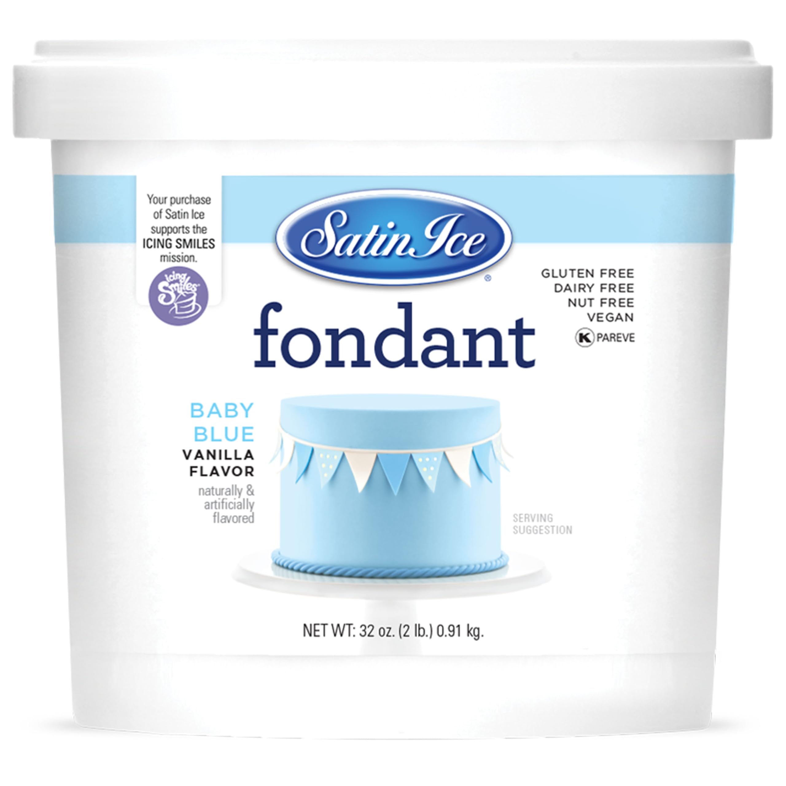 Satin Ice Baby Blue Fondant, Vanilla, 2 Pounds