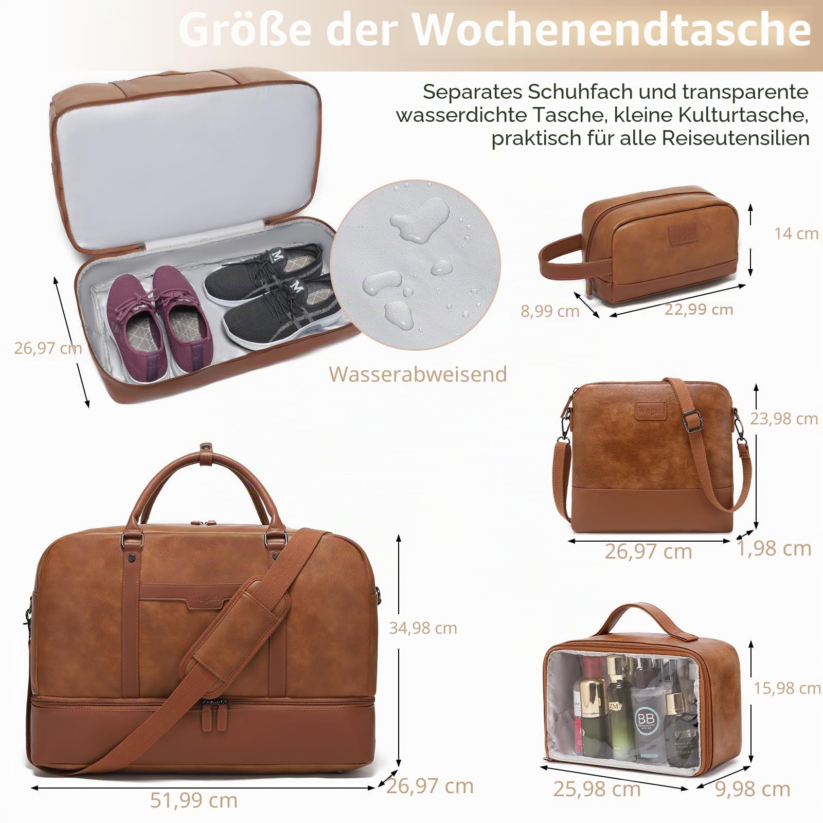 Wogarl Weekender Bag für Damen und Herren, große Übernachtungstasche, Reisetasche