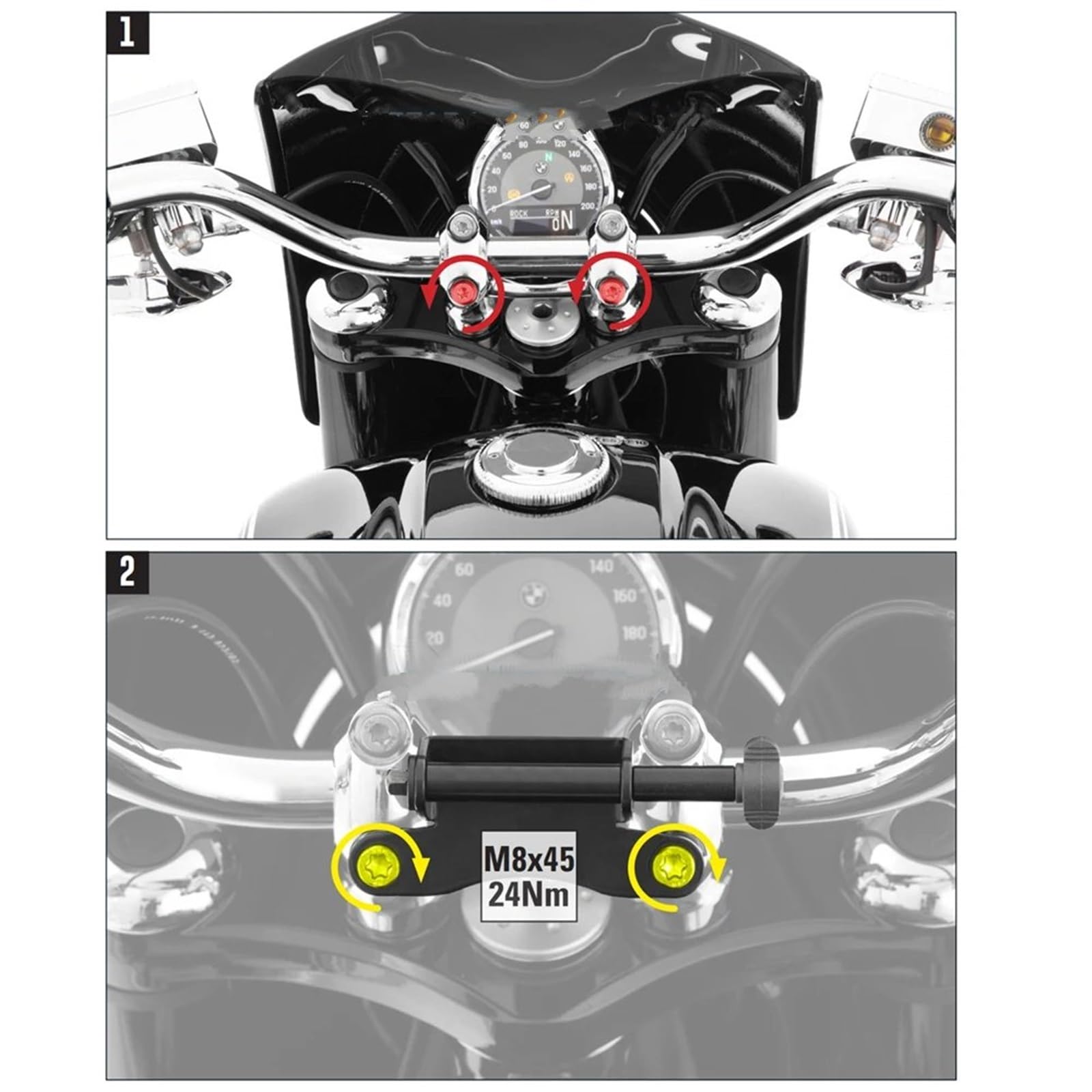 FFOCCO Porte Telephone Moto pour BMW R 18 R18 R 18 2020 2021-moto GPS Téléphone Intelligent Guidon Navigation GPS Plaque Support Adaptateur Support Support Téléphone Moto(Phone Holder)