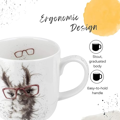 Miniatura 4 de Royal Worcester Wrendale Designs - Taza de café grande de 14 onzas con diseño de llama, hecha de porcelana fina de hueso, apta para microondas y