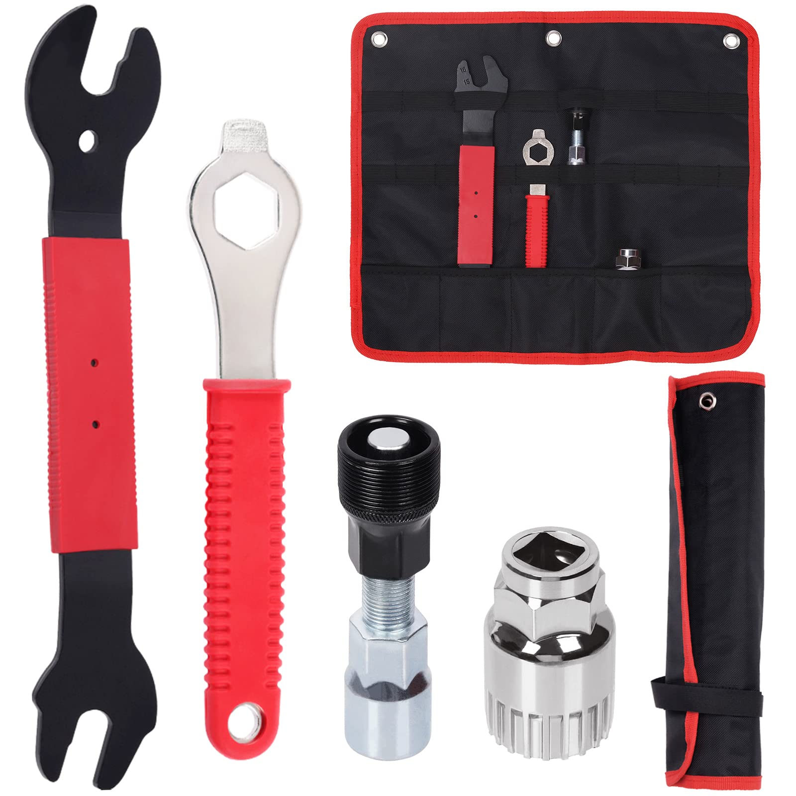 Swpeet 4Pcs Bicycle Repair Tool Assortment Kit, Including Bike Pedal Wrench Bicycle Spanner, Bike Crank Extractor, Bottom Bracket Remover, 16mm Spanner Wrench Perfect for Repair Bike