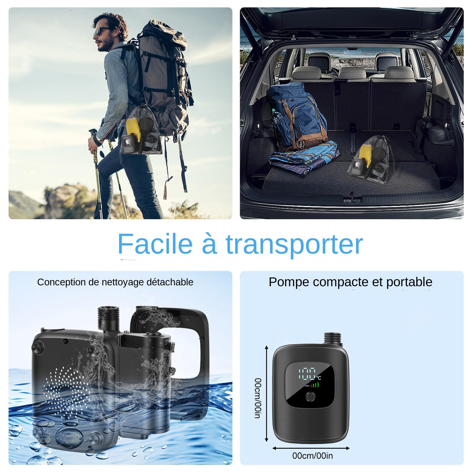 Générique Douche Portable 2400mAh Équipement De Bains en Plein Air | Douche De Pour Animaux Utilisation Polyvalente Pour Campeurs, Plage, Randonnée, Caravanes, , Pêche