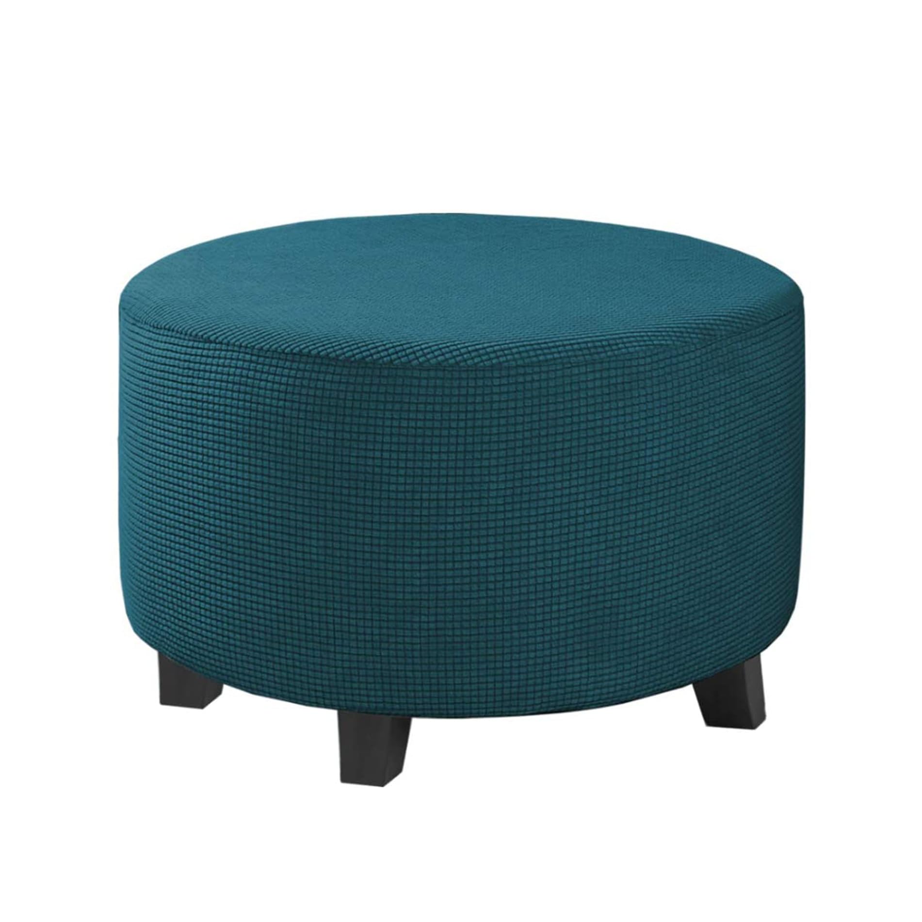 XHDZSW Ottoman covers, Stretch Footstool Cover, with Elastic Bottom Ottoman covers, Round Ottoman Slipcover Footstool slipcover Protector Covers (Blue,75x82cm(29.5x32.3in))