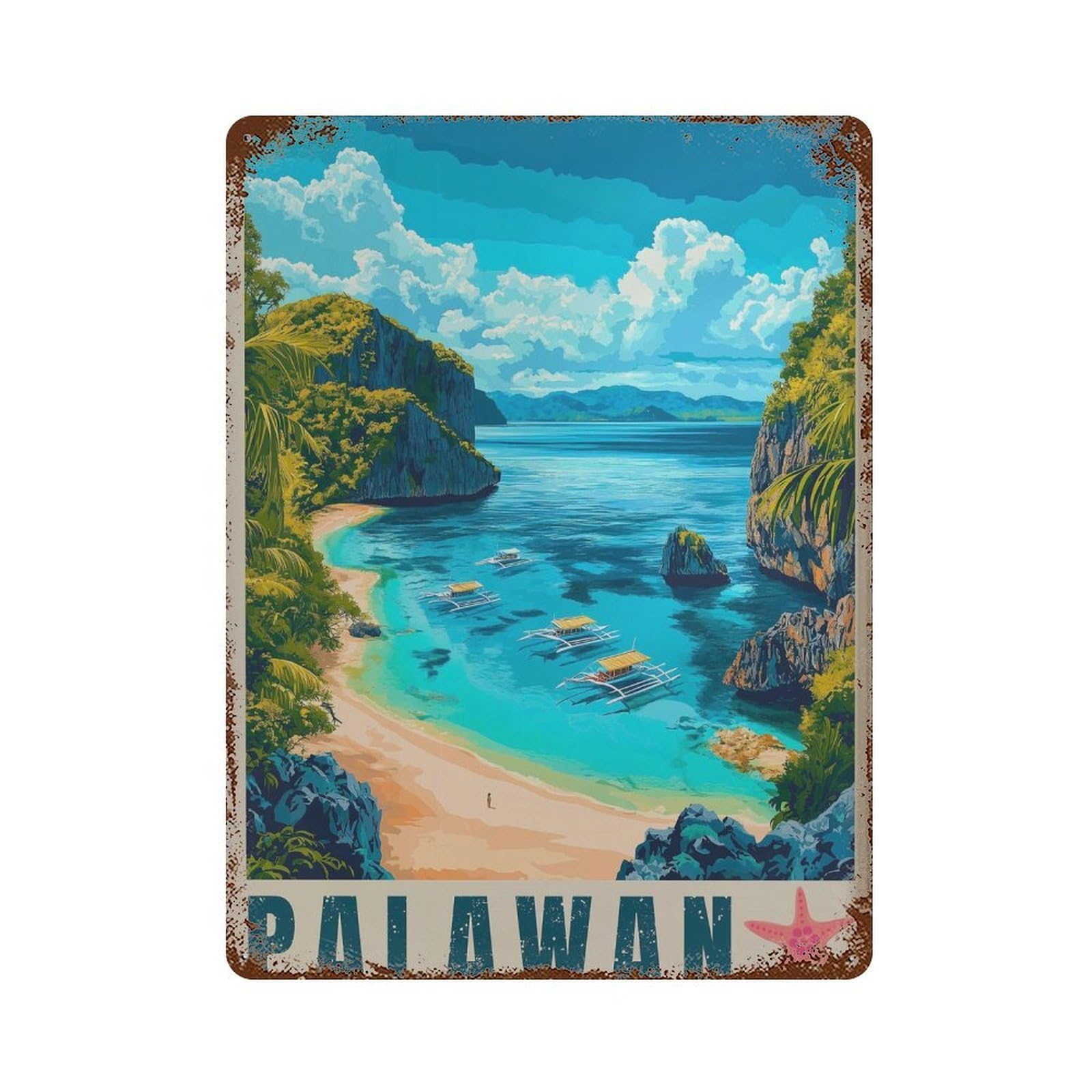 xiaoxiaoshen Palawan Travel Philippines Tropical Island Wall Decor Art Metal Tin Poster Modern Home Decor Art Home Bar Shop Decorations Vintage Sign 40x30cm