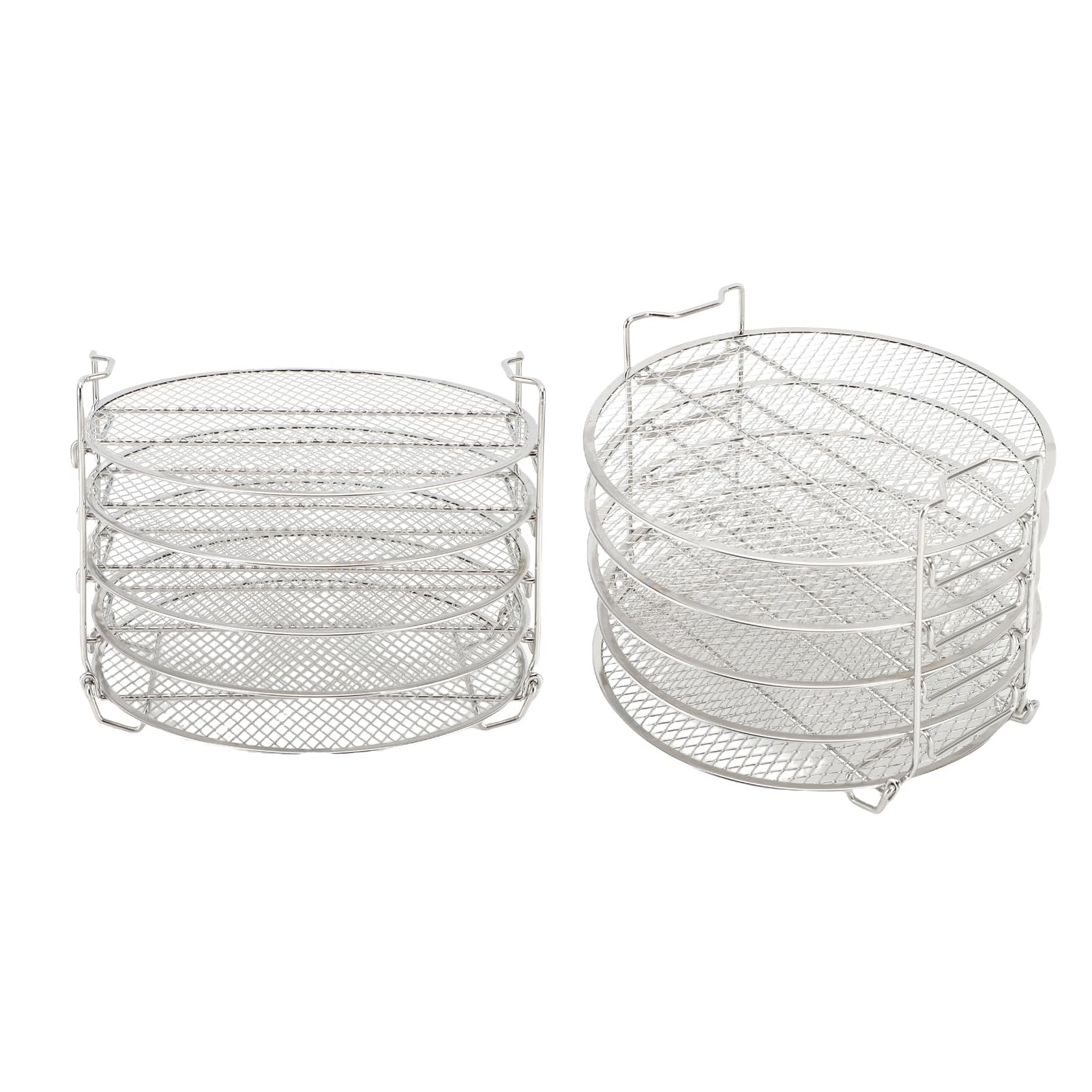 5 Layer Dehydrator Stand, Stainless Steel Dehydrator Rack for Air Fryer, Stackable Foodi 6.5qt 8qt Stand with Rolled Design, Reinforced Rhombic Mesh