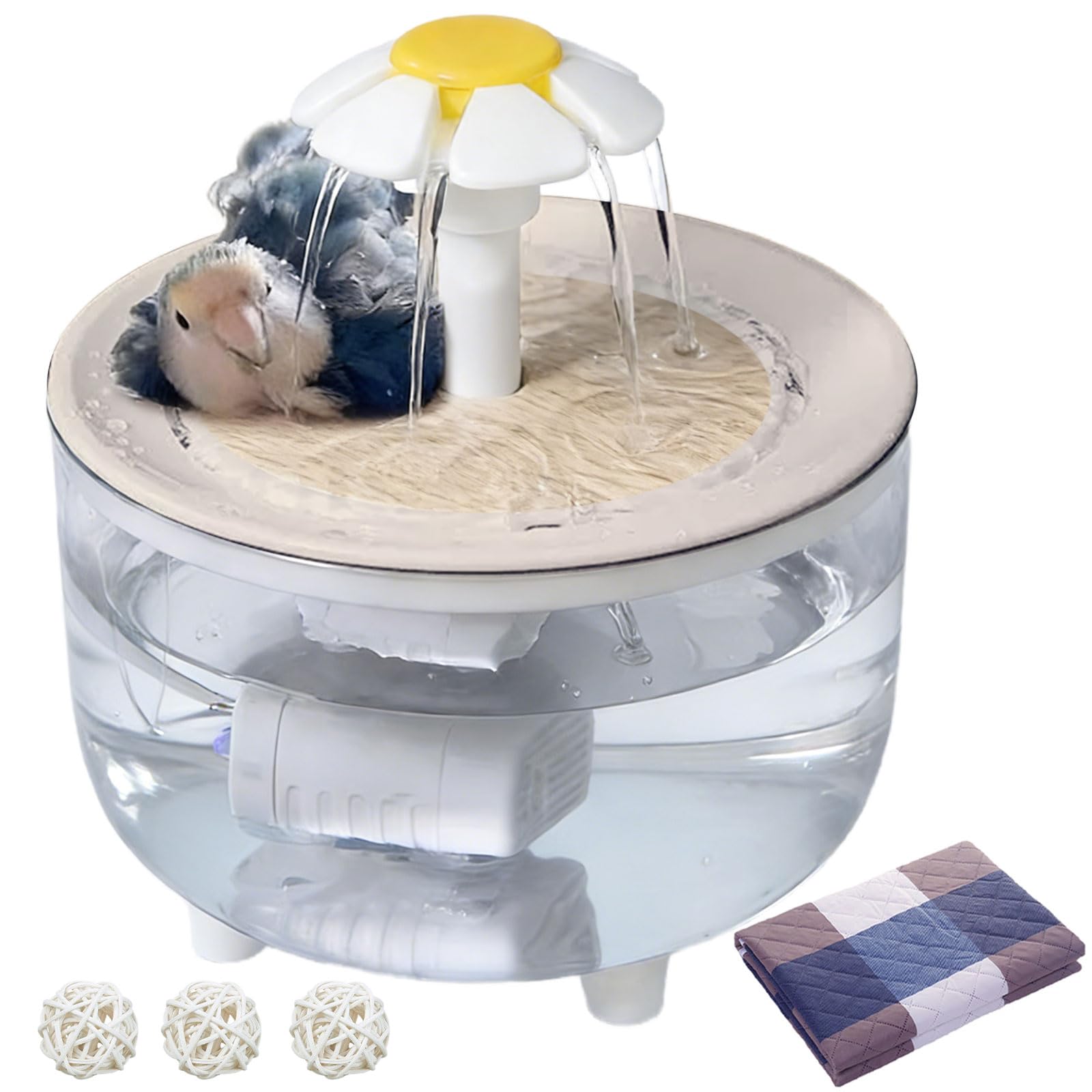 kathson Parrot Bathtub,Automatic Bird Bath Shower,Parakeet Bath Tub with Petal Circulating Filter Fountain,Birds Cage Bathing for Small Medium Parrots Lovebirds Conures Finches Cockatiels Budgie