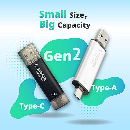 Miniatura 2 de Ridata UV903 - Unidad de estado sólido externa SSD portátil de 512 GB, velocidad de lecturaescritura de hasta 1050MBs y 900MBs, USB 3.2 Gen 2 OTG