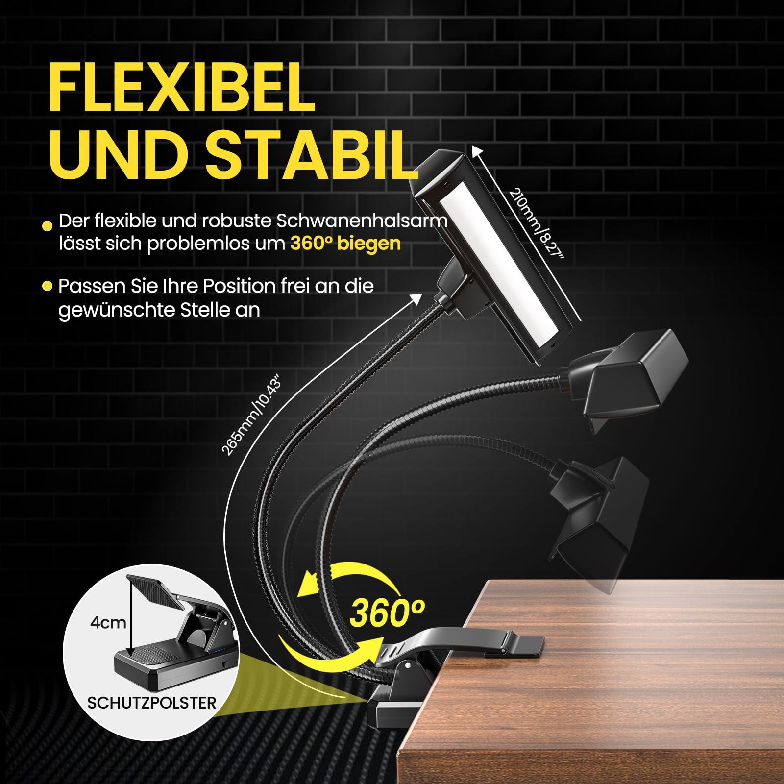 Lampe De Pupitre 27 LEDs Pour Piano - 4 Couleurs, 3 Luminosités - USB Rechargeable
