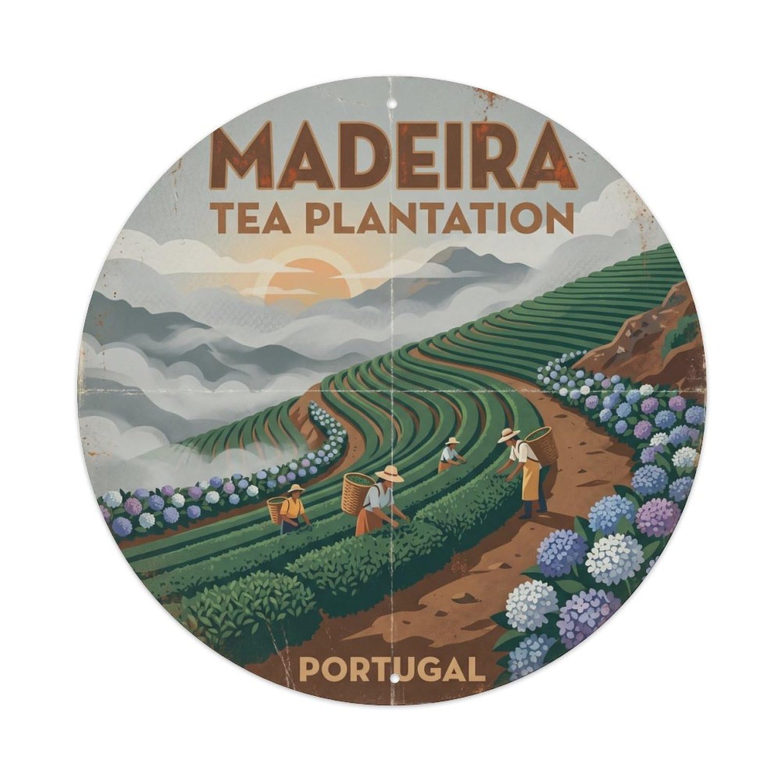 Olhnbad Style Portugal Madeira Tea Plantation Portuguese Heritage Metal Tin Sign