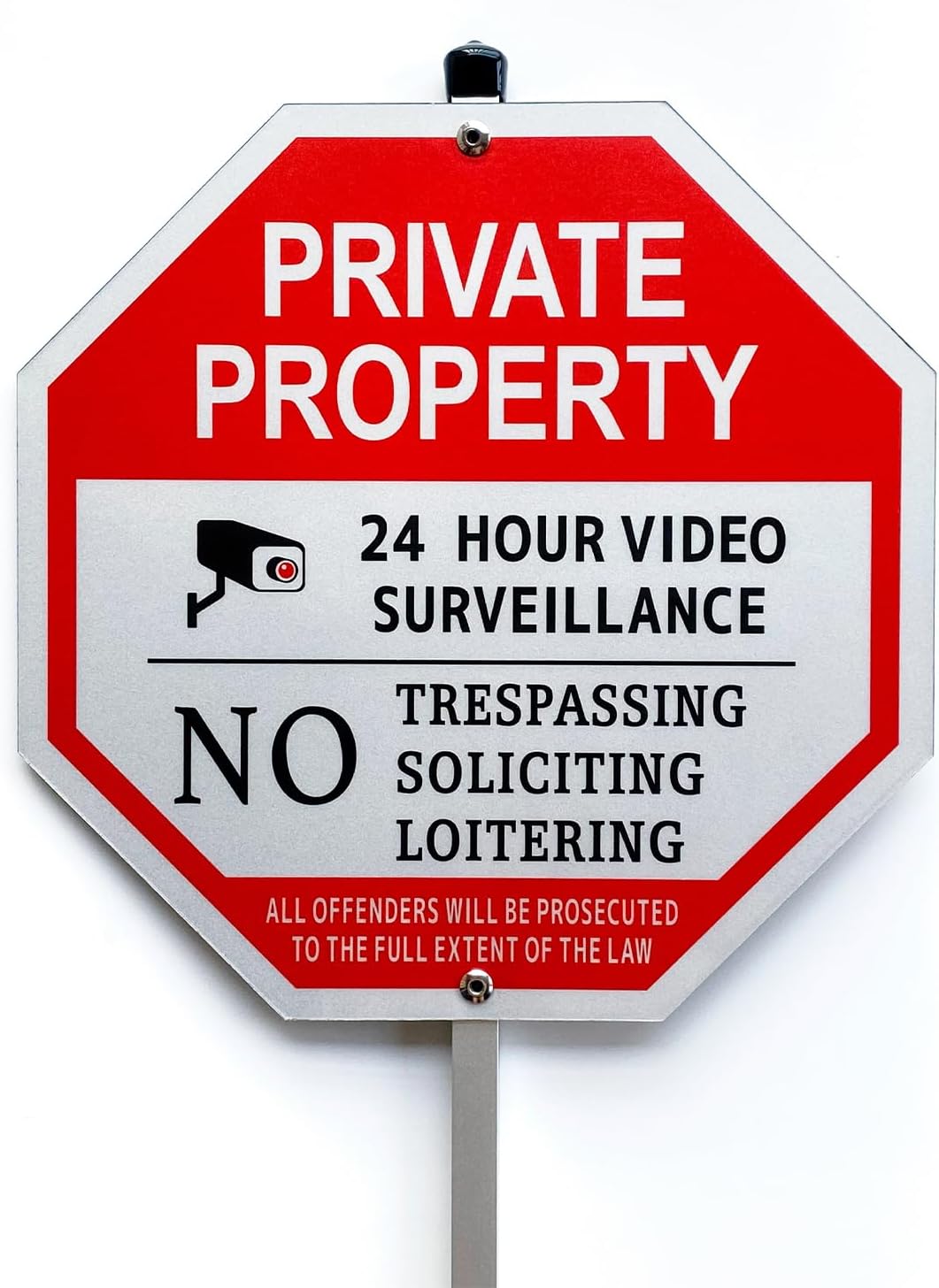 (2 Pack) Large No Trespassing Signs Private Property, Violators Will Be Prosecuted,14"x10".04" Aluminum Reflective Metal Sign,Weather Resistant, Waterproof, Durable Ink, Easy to Mount