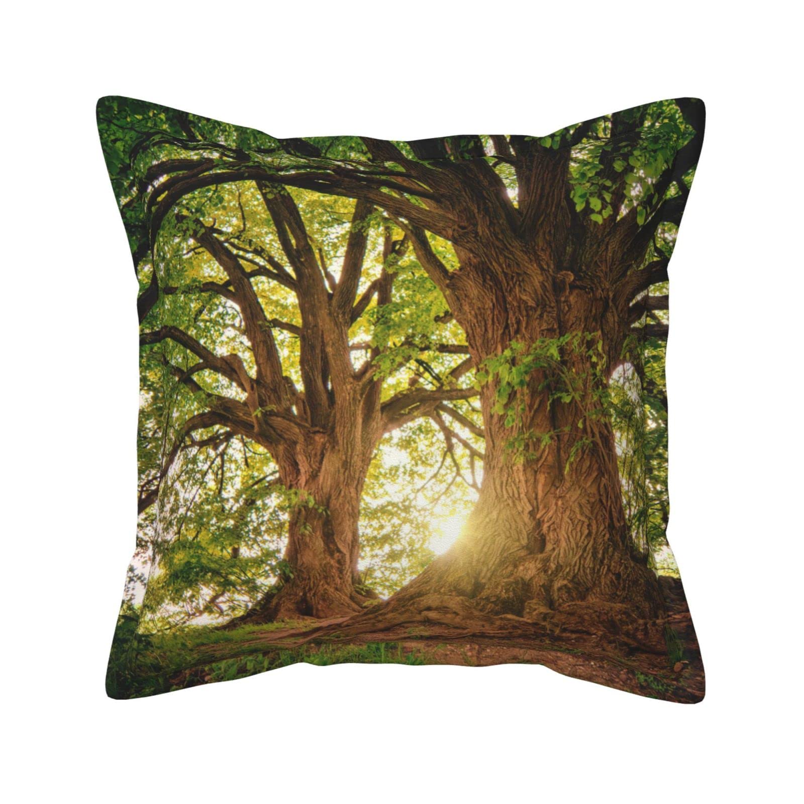 Housse de coussin en similicuir imprimé arbre carré pour salon