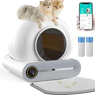 Smarte Katzenklo Selbstreinigend - Elektrisches Automatisches Katzentoilette Reinigung Roboter 65L Große Kapazität,Unterer Eingang/Geruchsbeseitigerin/APP-Steuerung/Anti-Pinch