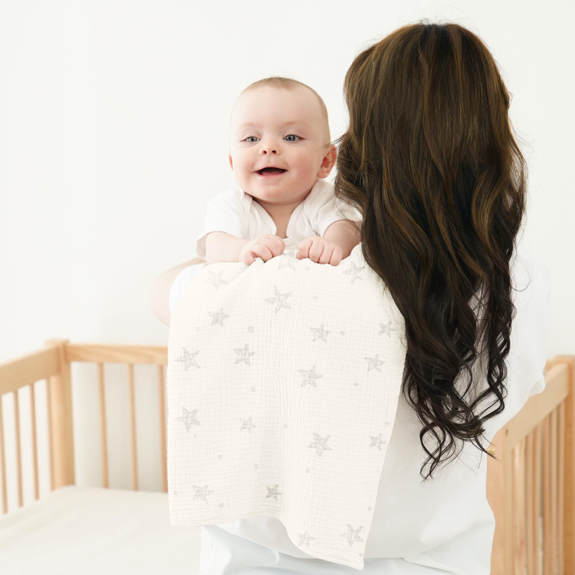 bearmoss Bambino in Mussola Per Neonati Set 4 Pezzi 60x60CM, 100% cotone Super Morbido Assorbente in Mussola A Grana Per Neonati Per Bambine E Ragazzi(Stampa rosa)