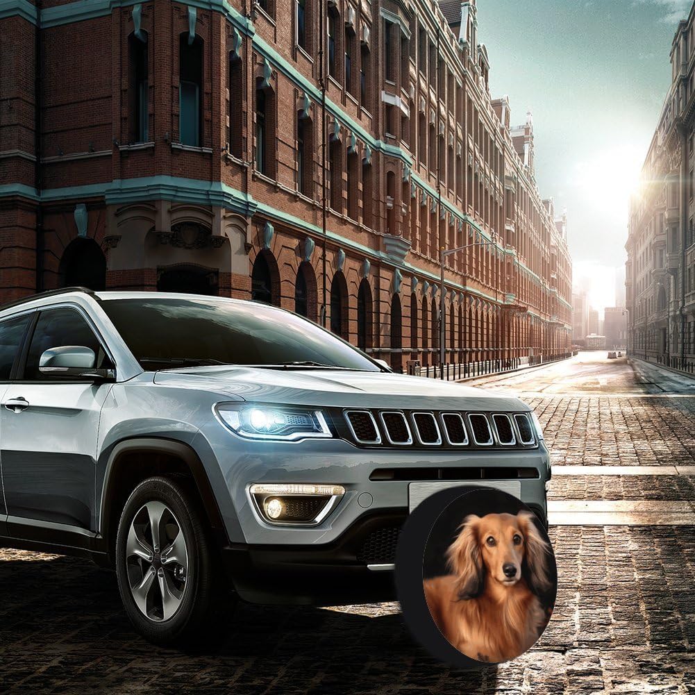 28-34 Inch Thickening Waterproof Tire Cover Long Haired Dachshund Leather Spare Tire Wheel Cover for Jeep Trailer RV SUV Truck