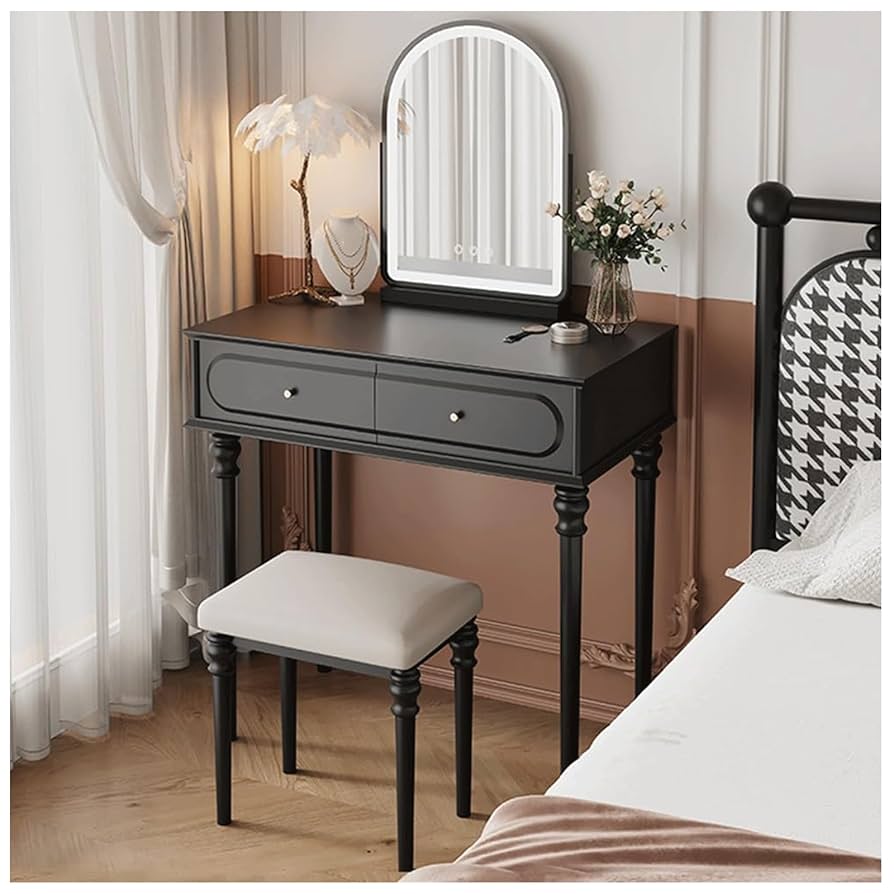 可動式ライト付き ドレッサー 化粧台　メイク台 ブラック スリム 可動式ライト付き ドレッサー 化粧台 メイク台 ブラック スリム