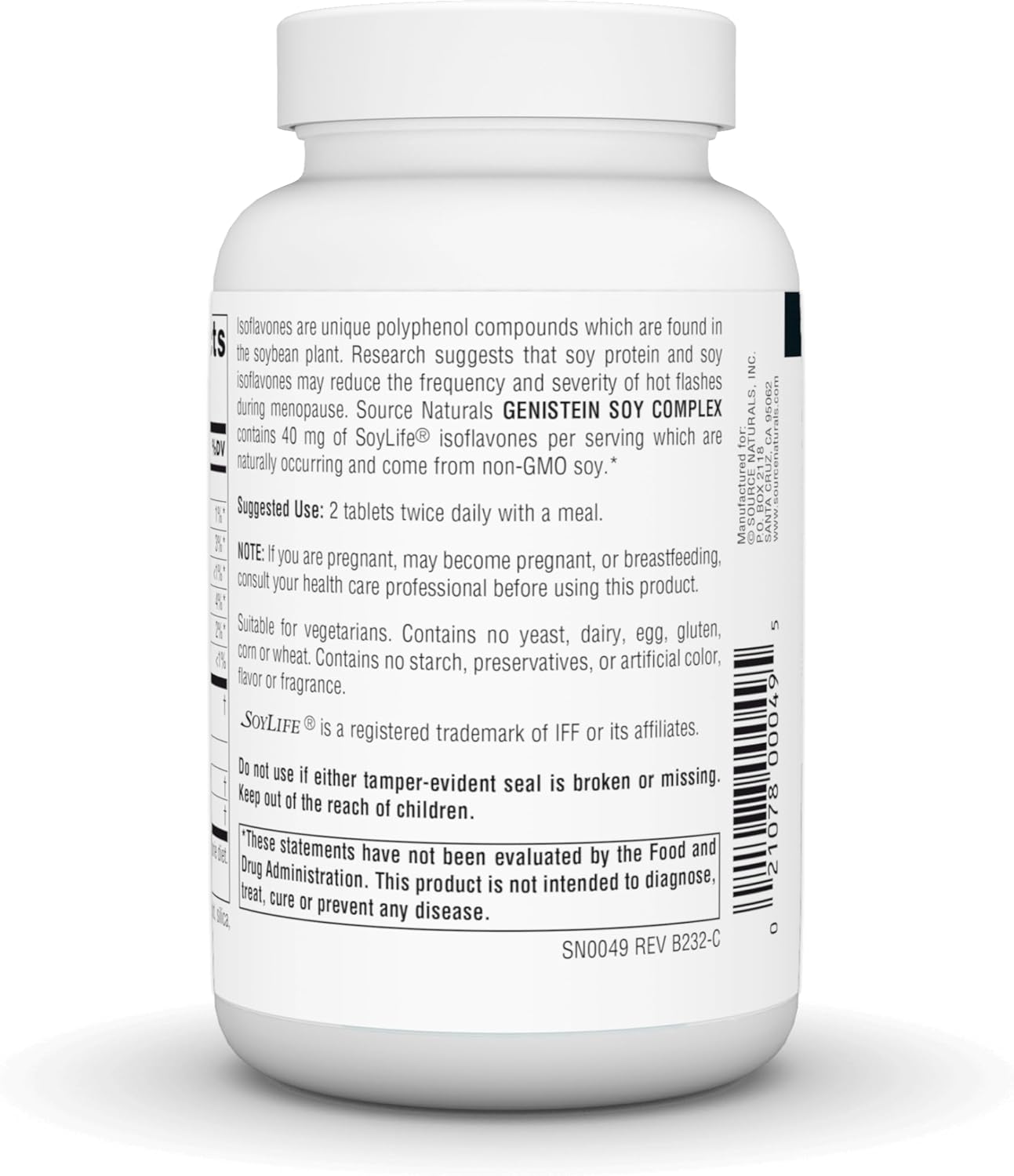 Source Naturals Genistein Soy Complex, 40 mg of SoyLife* - 40 mg, 60 Tablets - Image 3