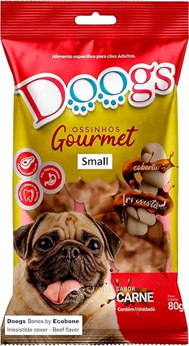 Ecobone Doogs Gourmet Bones, sin cuero crudo. Cobertura saborizada irresistible. (huesos, pequeño 2.82 onzas)