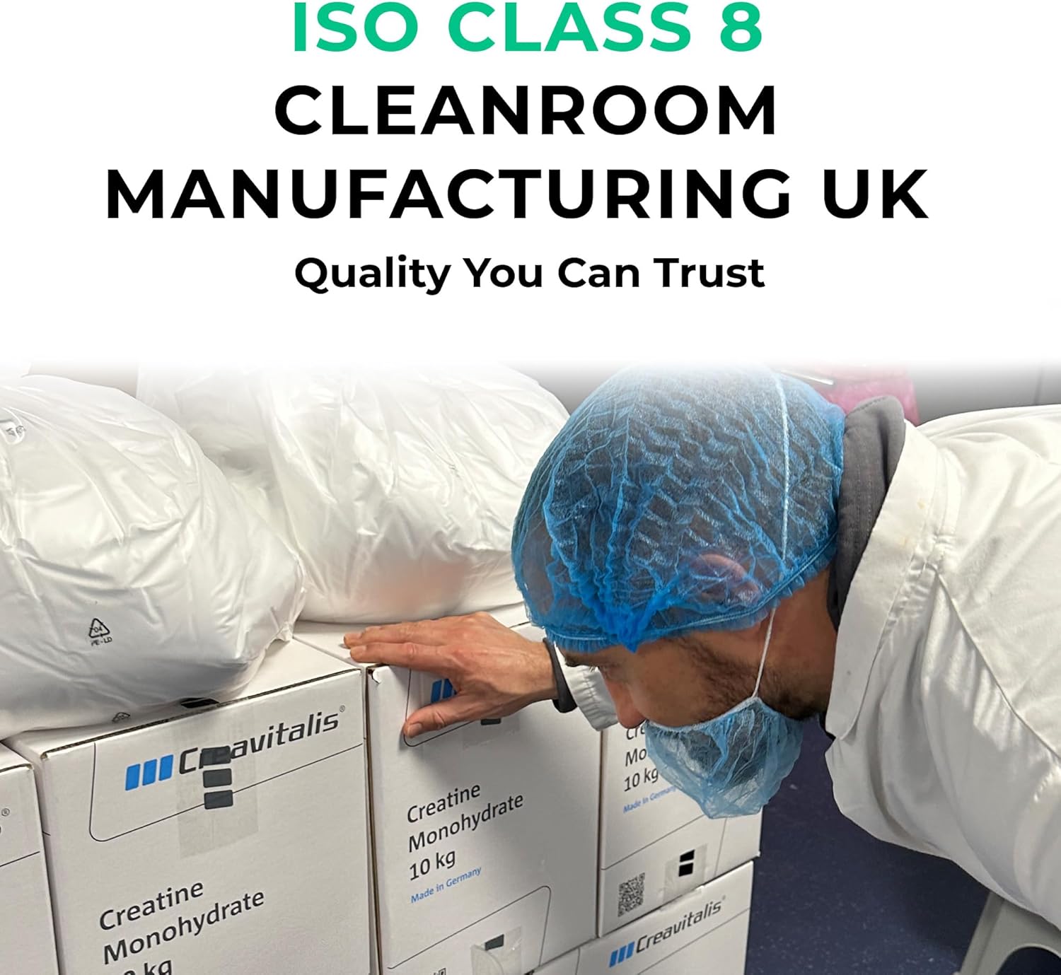 Creapure® Creatine Monohydrate Powder 300g – 60 Servings – Creavitalis® Micronised Vegan Creatine – Unflavoured, Fast Mixing – Muscle Growth, Strength, Power – 3rd Party Tested, UK Brand