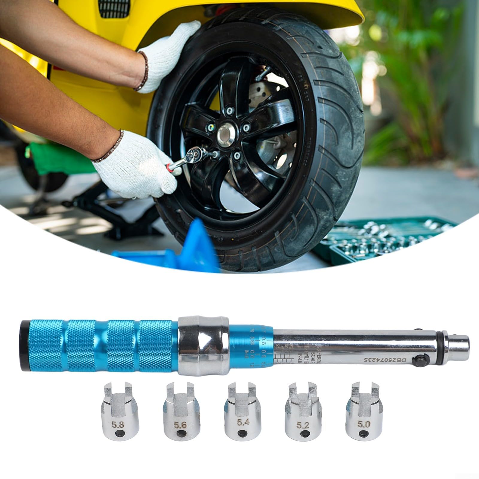 Chiave dinamometrica in acciaio alluminio 2-10 NM, 10 teste intercambiabili per manutenzione ruote moto, design compatto