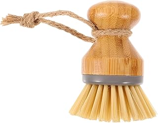HOLIDYOYO Wooden Dish Scrub Brush Bamboo Dish Scrub, Kitchen Wooden Cleaning Scrubbers Set for Washing Cast Iron Pan/Pot, Natural Sisal Bristle Scrub