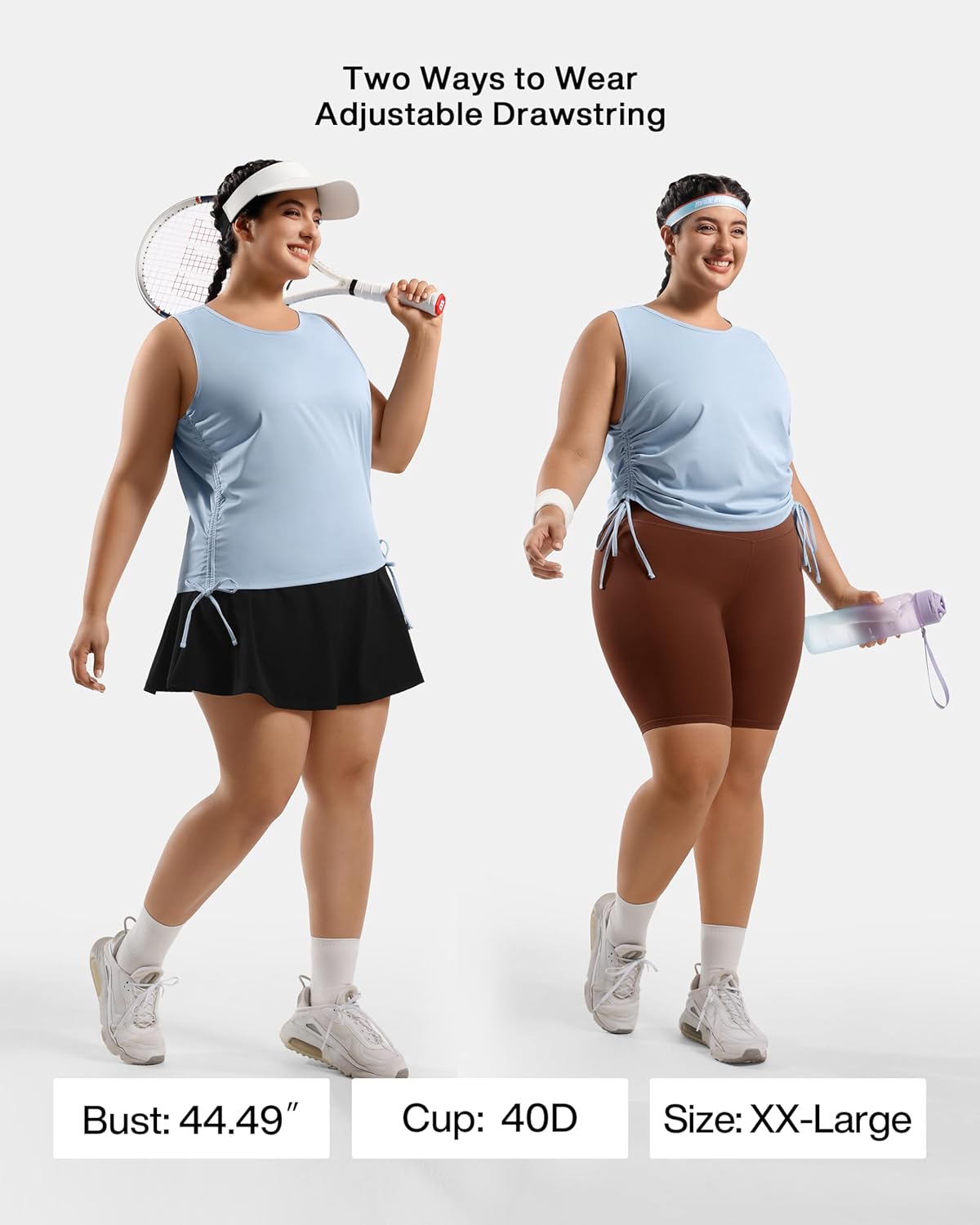 Plus Size Tennis Skorts with 2 Pockets Tank Tops for Women Pleated Athletic Skirt Sleeveless Shirts Workout Pickleball