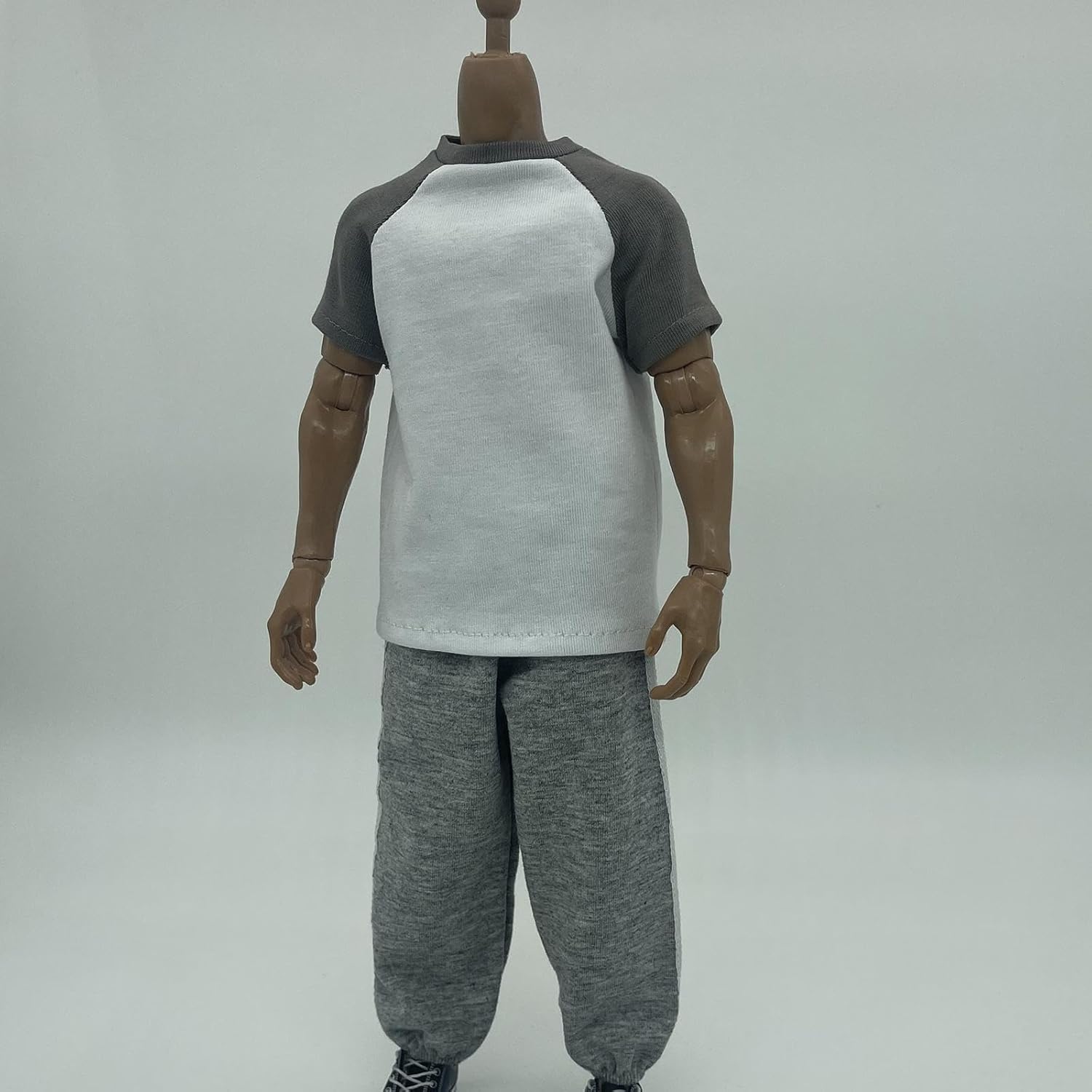 1/6 Men's T-Shirt with Pants Clothes Miniature Handmade Doll Clothes Suit for 12in, Gray
