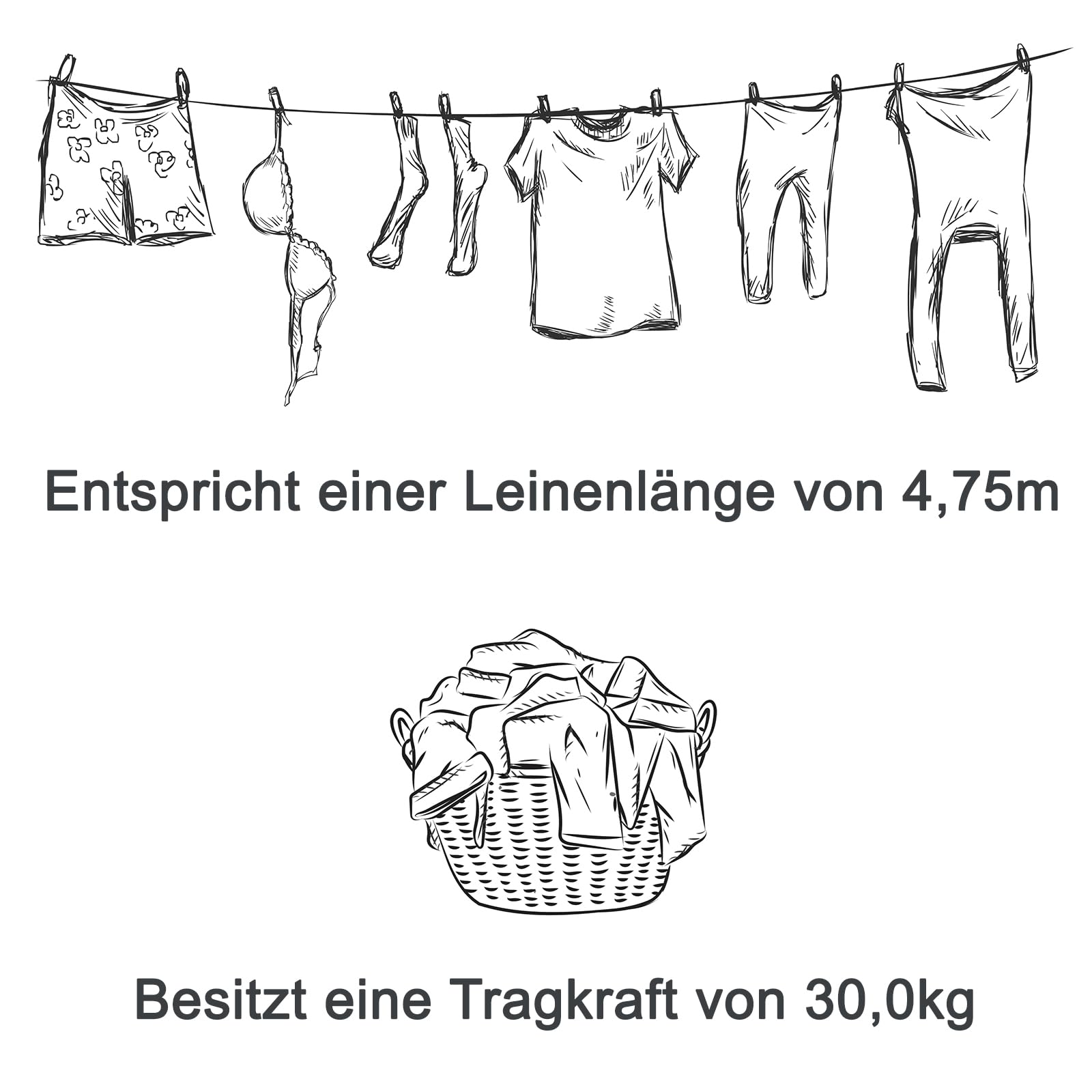 Peggy Perfect Wäscheständer, 100cm anthrazit zur Wandmontage zusammenklappbar, ausziehbar, faltbar u. platzsparend. In- u. Outdoor. Aus Edelstahl und Aluminium
