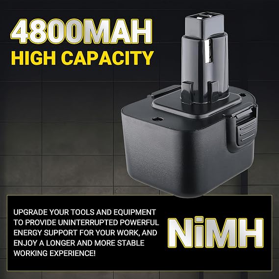 2-Pack 12V 4.8Ah NiMH Replacement for Dewalt DC9071 DE9074 DE9501