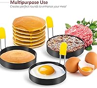 Vista 3 de Anillo de huevo para freír huevos y magdalenas inglesas, molde redondo para moldear huevos con mango antiquemaduras, anillo antiadherente de acero