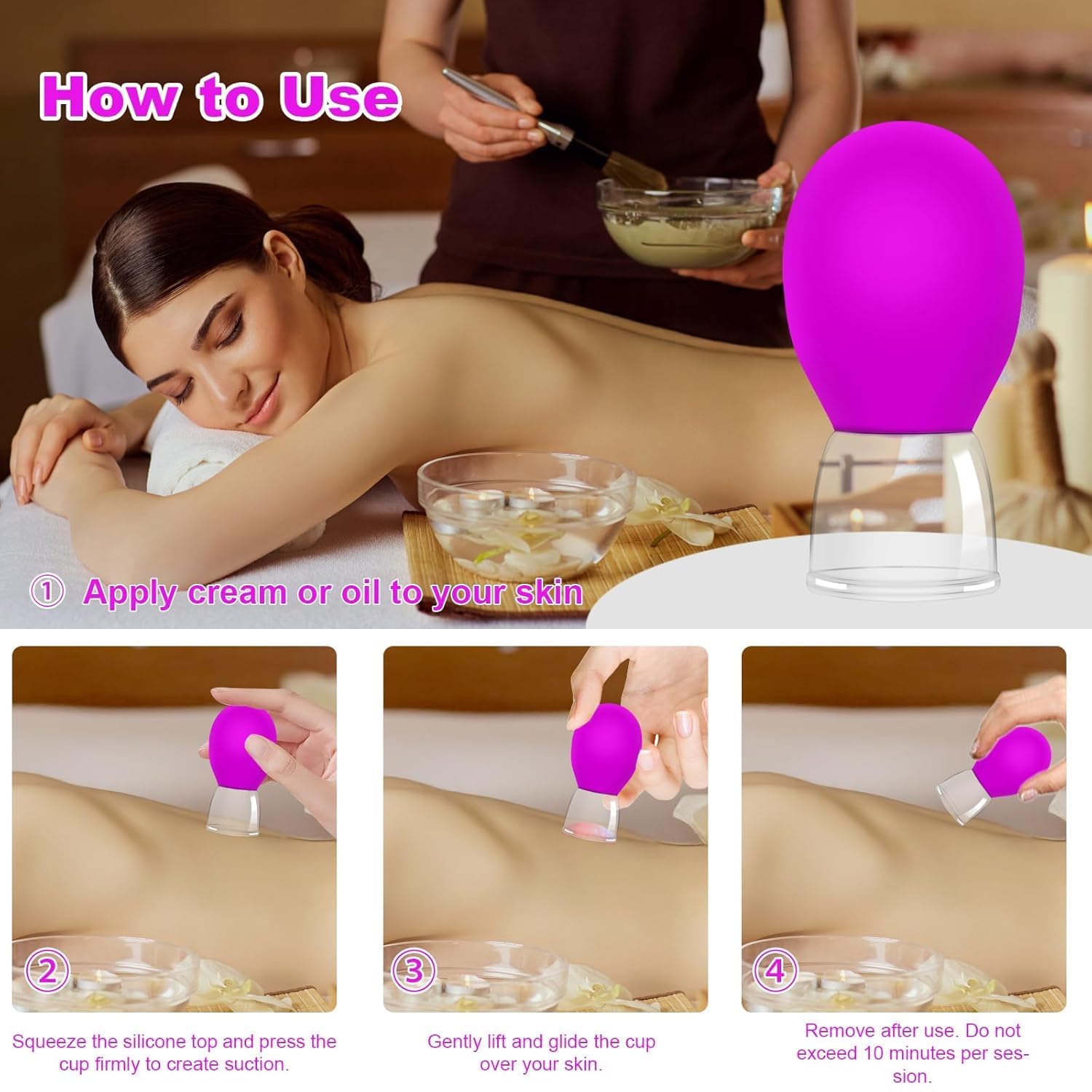 KANAKADHARA Glass Facial Cupping Set | Silicone Vacuum Suction | Cupping Professional Massager Therapy | A Kit For Anti Cellulite, Anti Wrinkle and Instantly Ageless Skin | For Eyes, Face and Body (2 PCS) 3