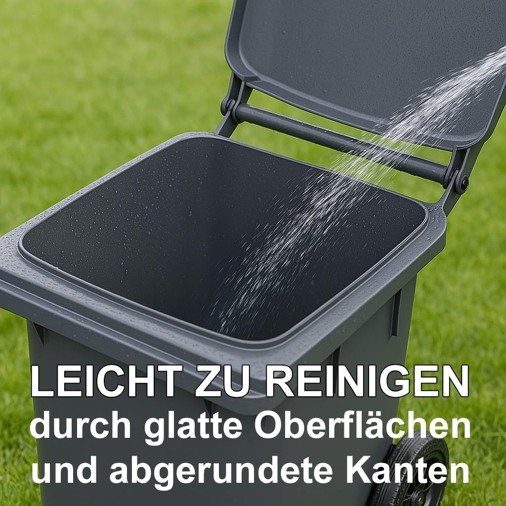 plasteo® Mülltonne Abfalltonne Reststofftonne Müllbehälter Mülleimer Made in Germany Für Straßenstellung Extra Starker Kunststoff Leichte Reinigung UV-beständig (Gelb, 2x 240 Liter)