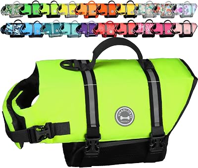 VIVAGLORY Dog Life Jacket Rip Stop Dog Life Vest, S, Bright Yellow