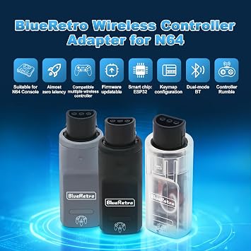 BITFUNX BlueRetro Bluetooth Wireless Controller Adapter Receiver for N64