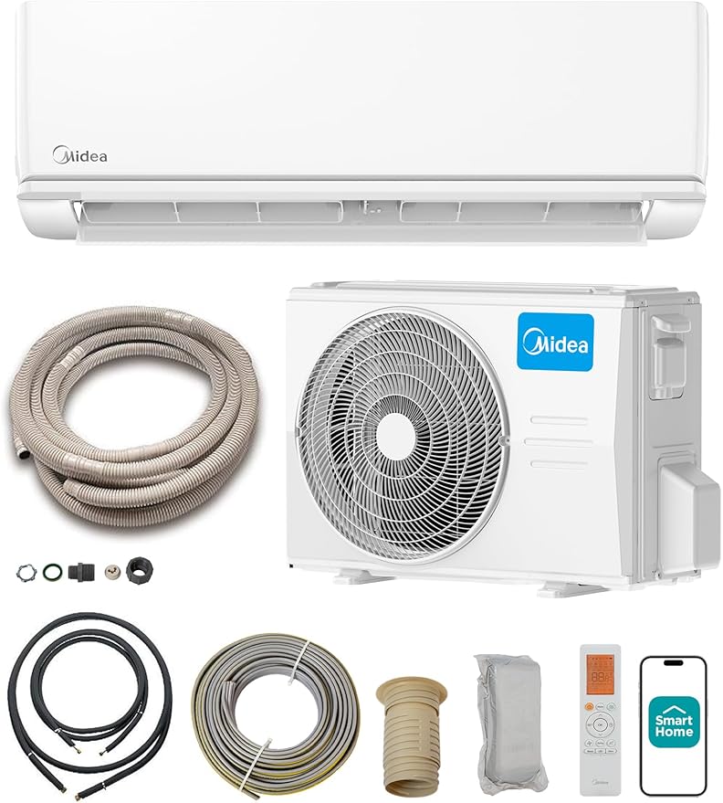 Amazon.com: Midea 18000 BTU Mini Split AC/Heating system, 208/230V, 19. ...