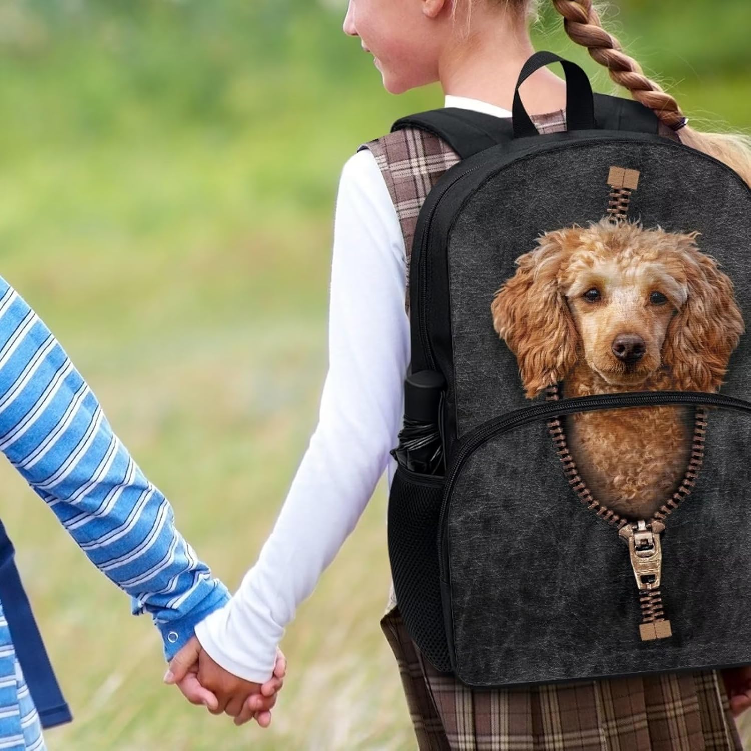 AmzPrint Dog Backpack For School Poodle Dog Backpacks For Boys Girls Backpack For Kids Elementary Book Bag