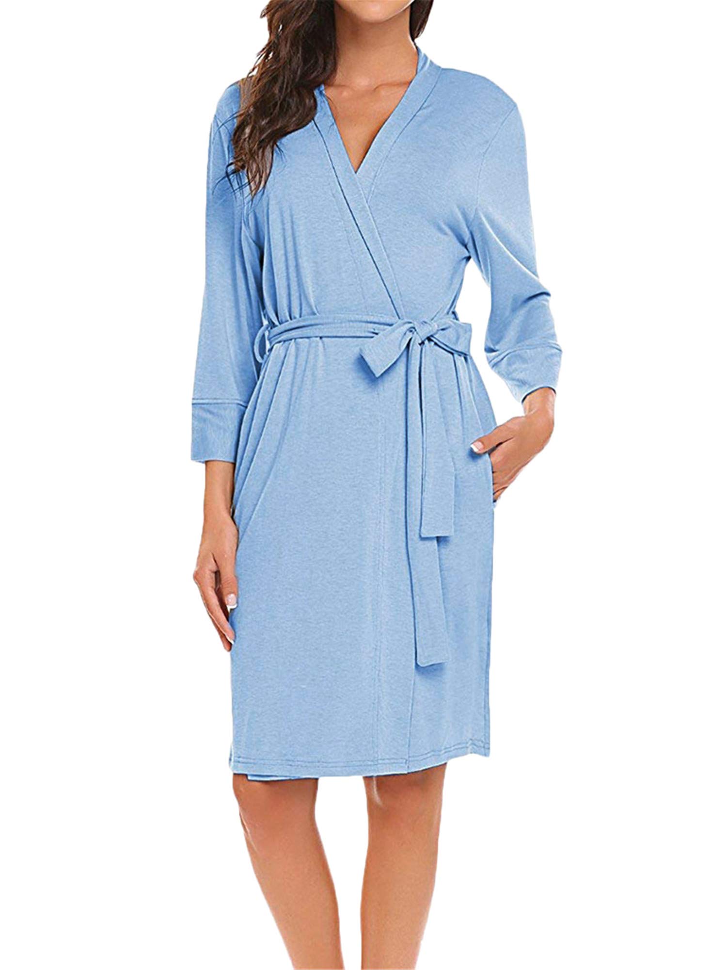 Andongnywell Women Cotton Lightweight Kimono Robes Soft Knit Bathrobe Short House Sleepwear Ladies Loungewear