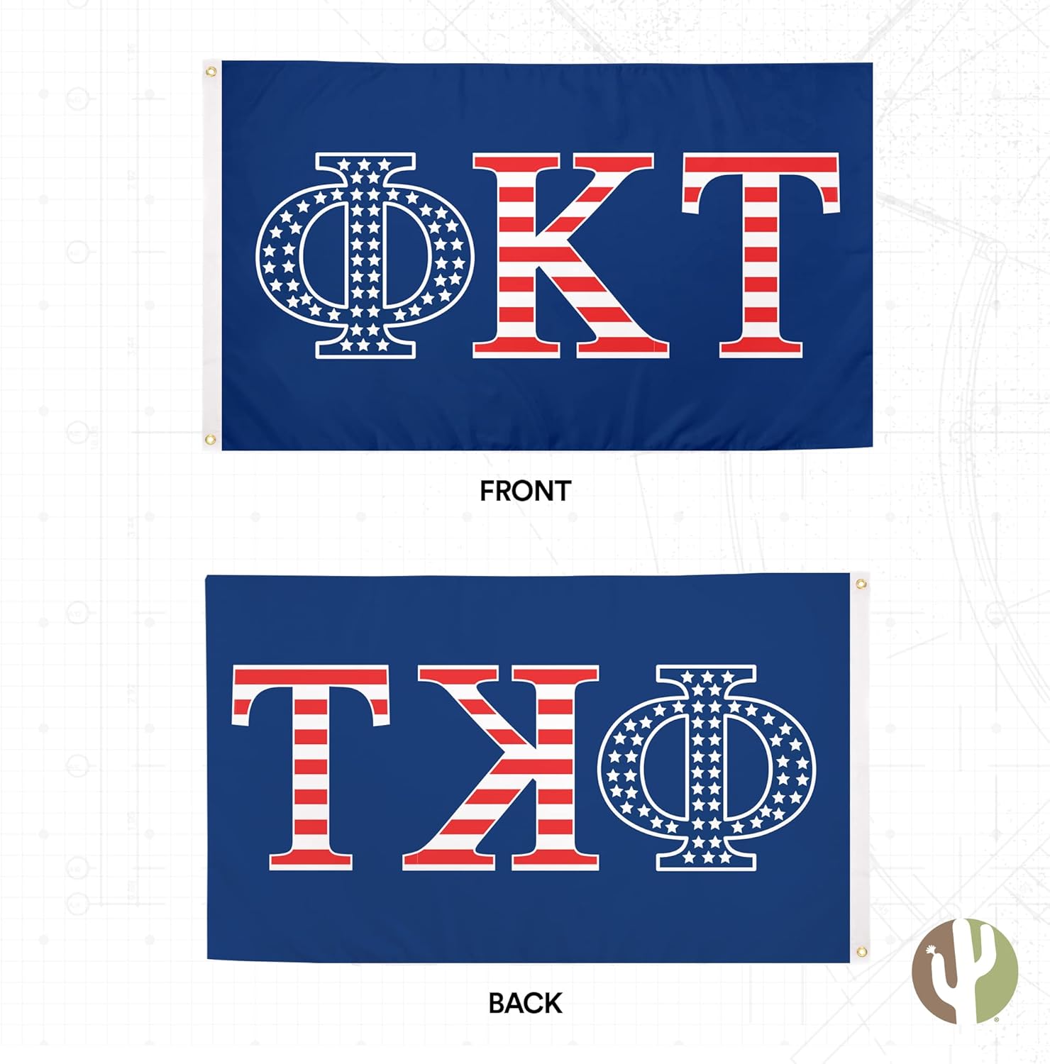 Desert Cactus Phi Kappa Tau Fraternity Flag - Greek Banner, Large 3x5 feet - for Decor, Events, and Phi Tau Pride Display (USA)