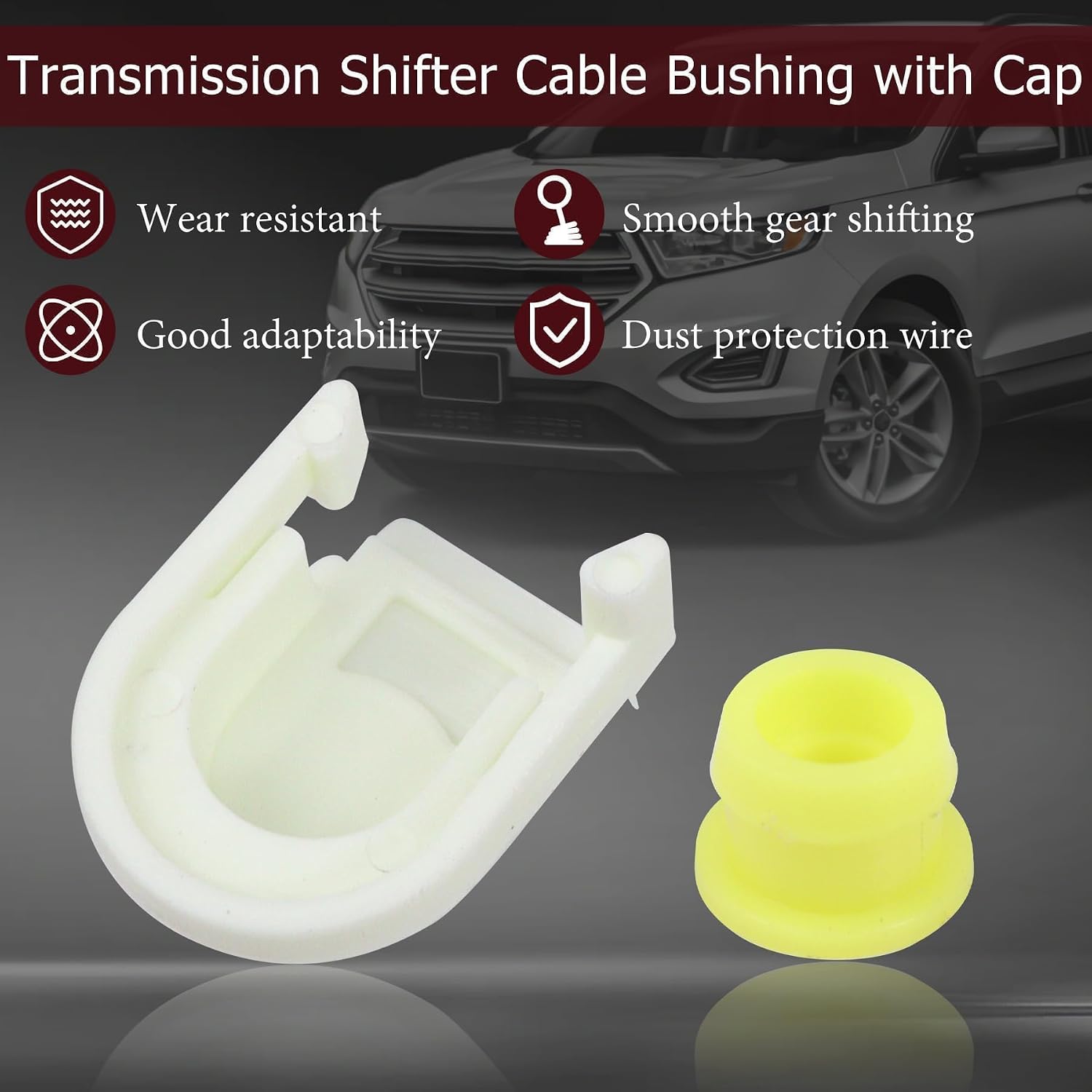 Transmission Shifter Cable Bushing with Cap, Replaces KV6Z-7K340-A, DG9Z-7S004-A，Compatible with Ford Edge 2015-2018, Fusion 2013-2019, Escape 2013-2019, Transit Connect 2013-2021, C-Max