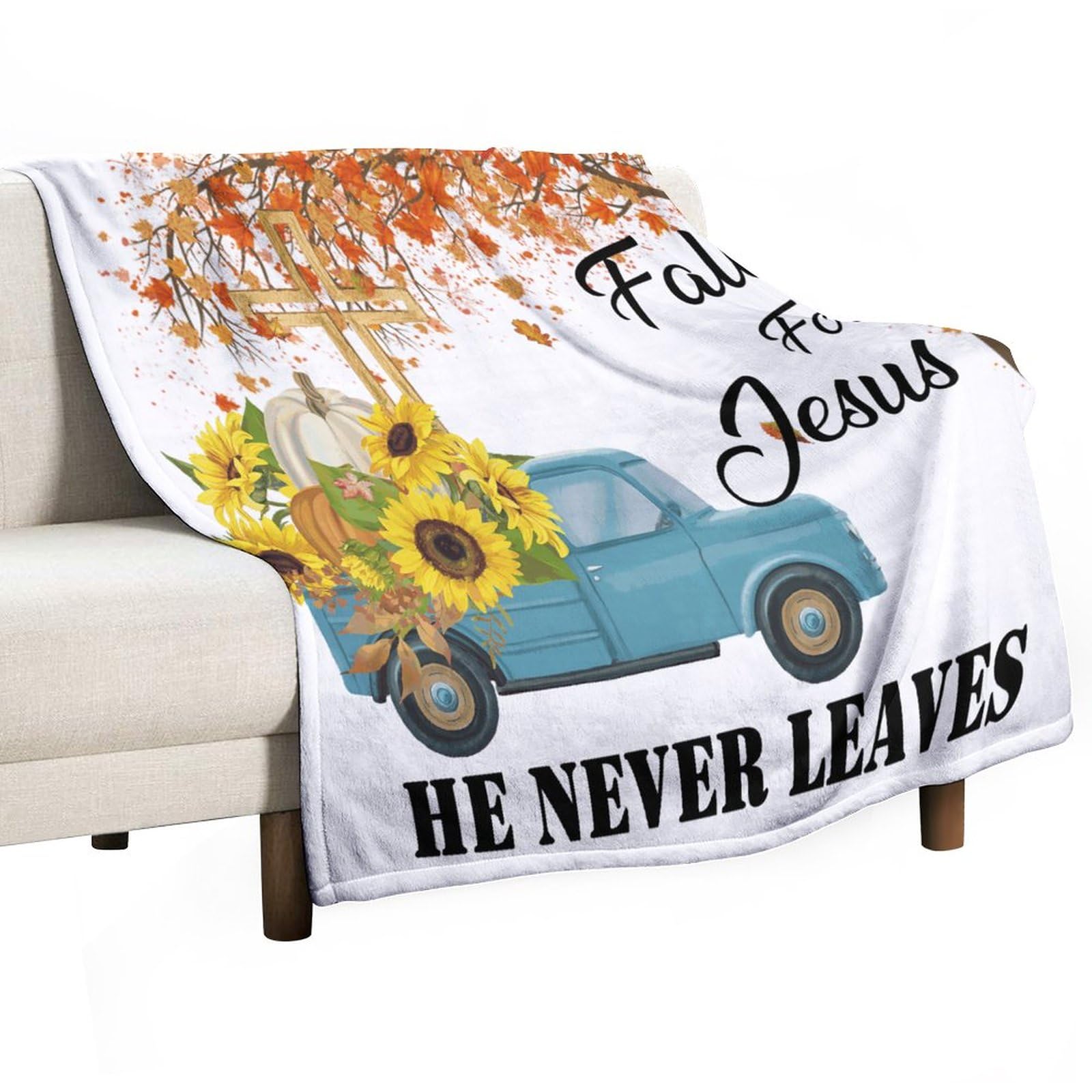 Couverture polaire Fall for Jesus bleu sarcelle contre le froid hivernal