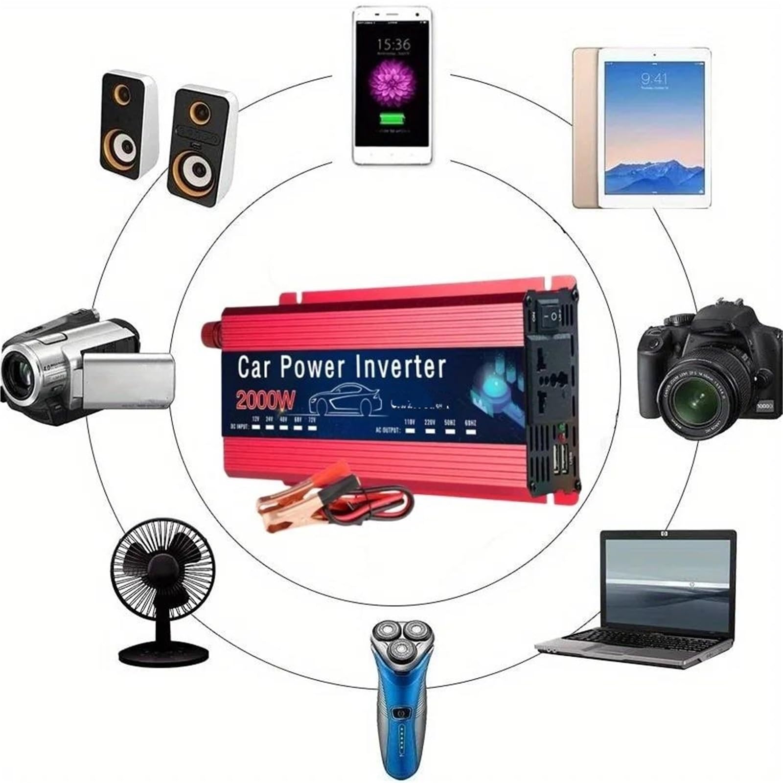 Power inverter Inverter Per Auto 12V 220V Dual USB 500W 1500W 2000W Presa Universale Inverter Solare Per Telefono Laptop(1500W)