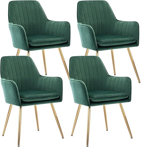 Miniatura 10 de Gold Thumb Juego de 2 sillas de comedor de terciopelo con respaldo medio, sillón moderno de ocio con patas chapadas en oro, silla tapizada para sala