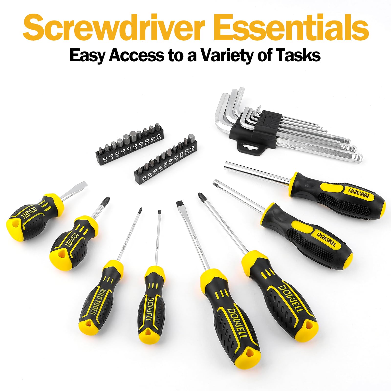DOWELL Kit d'outils 85 pièces, kit d'outils pour mécaniciens automobiles, complet pour les réparations de voiture, de moto, de moteur et de garage avec douilles, clés à cliquet, pinces et plus