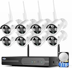 Hiseeu 4K Home Security Camera System, 24/7 Recording, 16CH NVR Kit, Corded Powered 8Pcs 8MP Outdoor Wireless WiFi Cameras, Color Night Vision, Two-Way Audio, Motion Detection, 3TB HDD, 2.4G & 5GHz