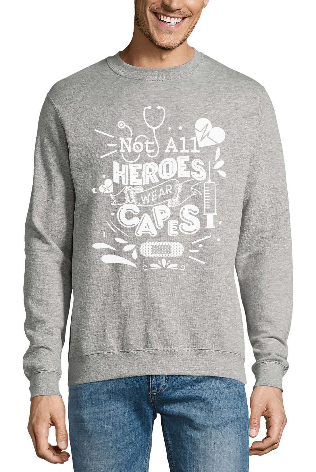 Not All Heroes Wear Peleryny Pielęgniarka Lekarz Logo Bawełniany Sweter Bluza Sweter Sweter Sweter Szary
