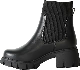 Rita- Women's Platform Ankle Elastic Boots Chunky Chelsea Lug Sole Booties Block Heel Combat Shoes