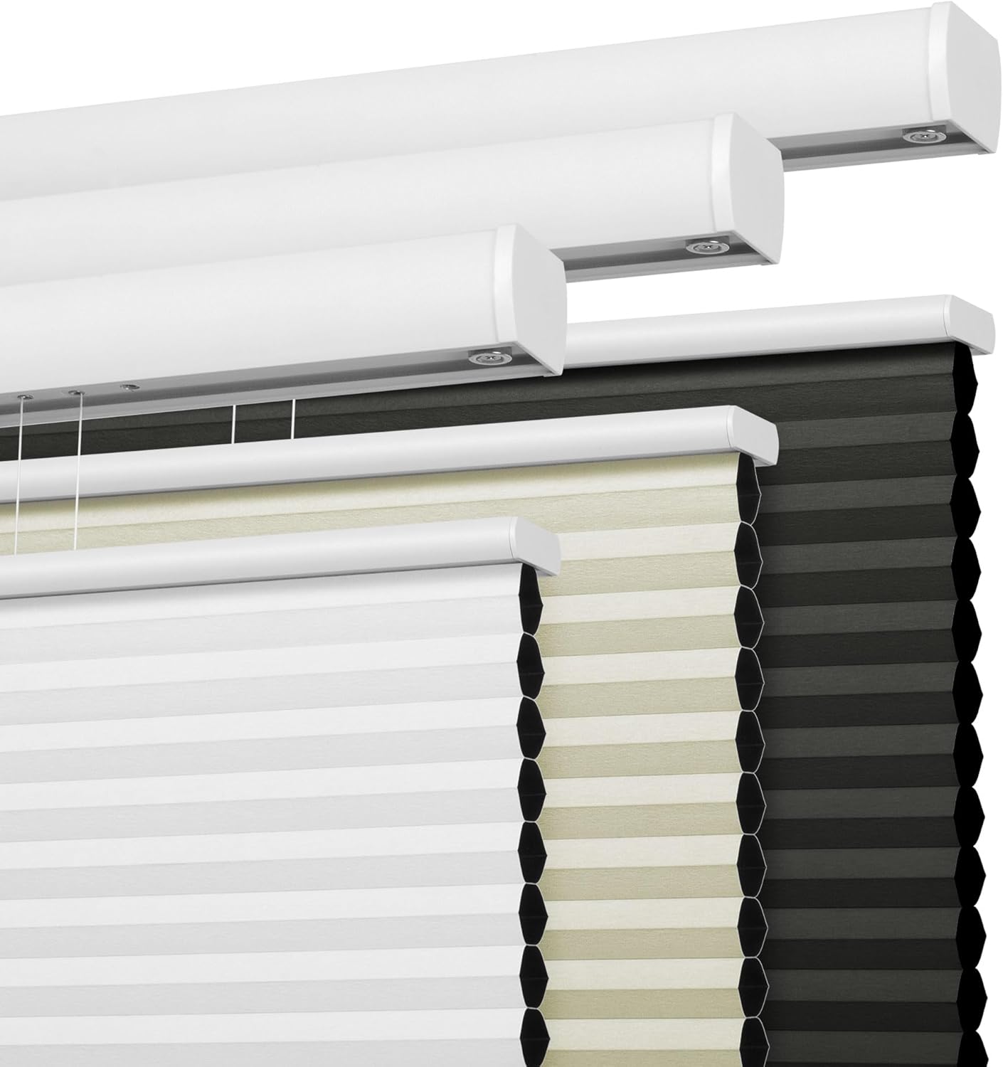 BERISSA Top Down Bottom Up Shades Magnets Cellular Shades Blackout 38MM Thermal Insulated Noise Reduction Cordless Cellular Blinds for Indoor Windows Glass Door Honeycomb Shades(Custom Size) White