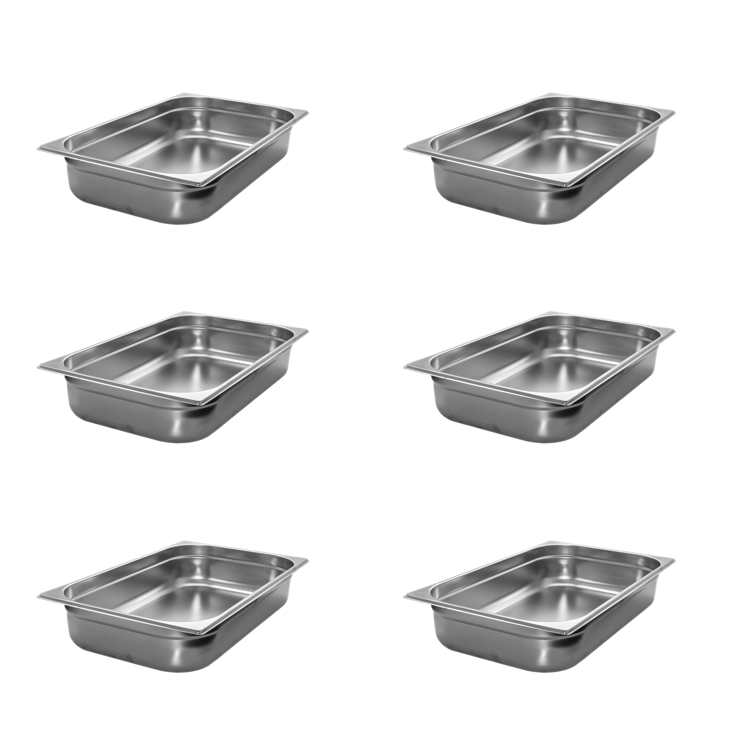 6 recipientes gastronorm GN 1/1 de acero inoxidable, 16 litros, profundidad 100 mm
