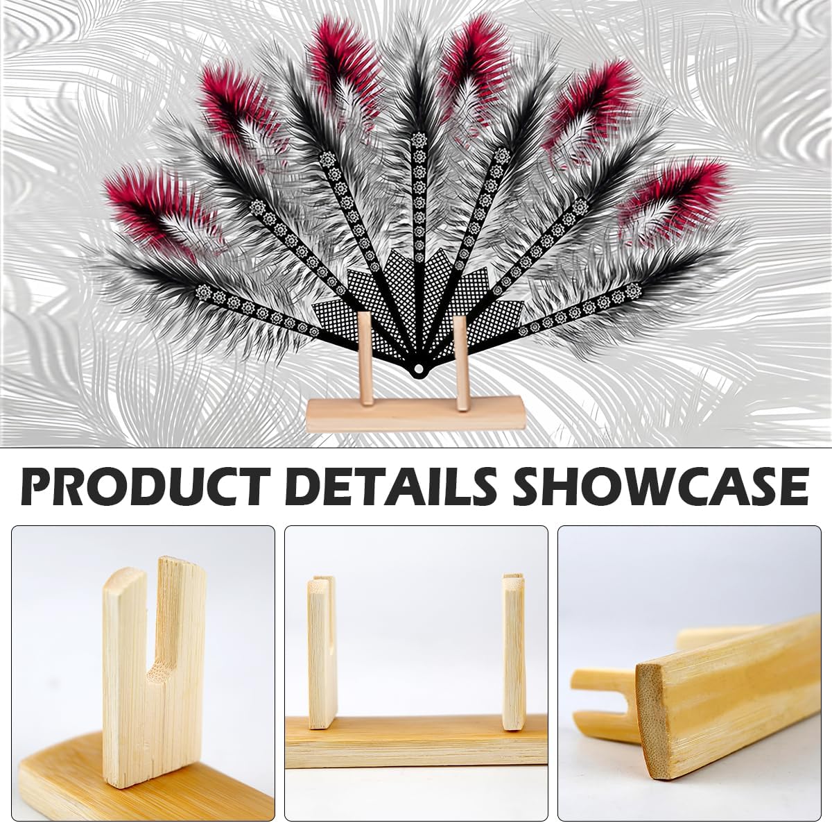 DOERDO Fan Stand, Wooden Folding Japanese Fan Holder, 4.5x1.3x2.3Inch
