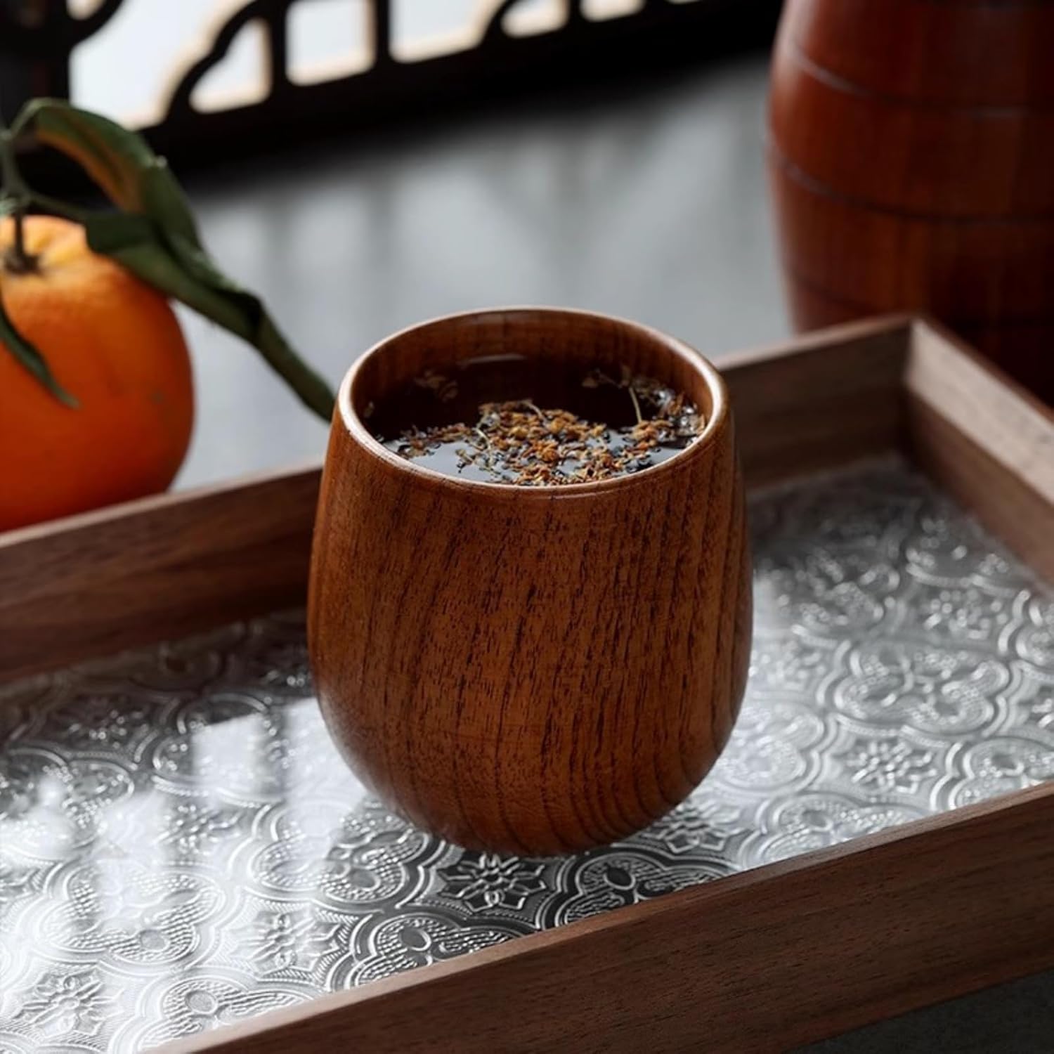 10 Pieces Wooden Tea Cup Japanese Tea Cup Natural Solid Wood Teacups Wooden Mug for Juice, Milk, Beer, Coffee, 6 oz